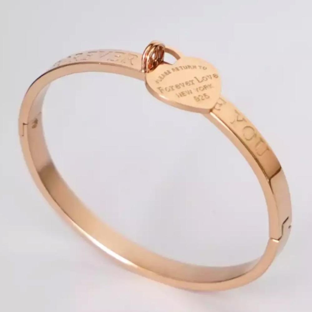 18k RG/Stainless Steel “Love you Forever” Bangle